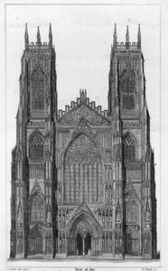 Vista da Frente Oeste da Catedral de York, gravada por James Basire II, 1806